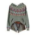 thumbnail image 1 of Womens Oversized Sweater Hoodie Western Ethnic Print Knit Pullover Loose Winter Tops Pocket Casual Boho Sweaters (2XL, Gray), 1 of 7
