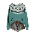 thumbnail image 1 of Womens Oversized Sweater Hoodie Western Ethnic Print Knit Pullover Loose Winter Tops Pocket Casual Boho Sweaters (L, Army Green 02), 1 of 7