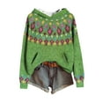 thumbnail image 1 of Womens Oversized Sweater Hoodie Western Ethnic Print Knit Pullover Loose Winter Tops Pocket Casual Boho Sweaters (L, Green), 1 of 7