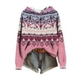 thumbnail image 1 of Womens Oversized Sweater Hoodie Western Ethnic Print Knit Pullover Loose Winter Tops Pocket Casual Boho Sweaters (M, Pink 01), 1 of 7