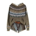 thumbnail image 1 of Womens Oversized Sweater Hoodie Western Ethnic Print Knit Pullover Loose Winter Tops Pocket Casual Boho Sweaters (XL, Brown), 1 of 7