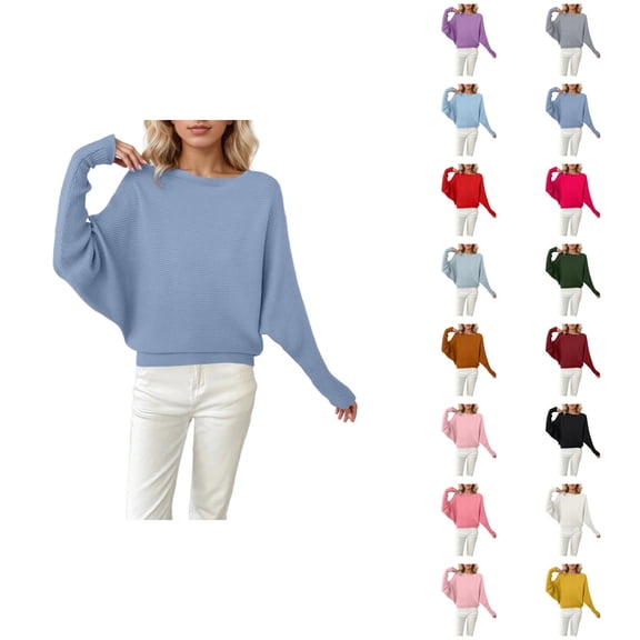 Womens Oversized Sweaters 2026 Fall Winter Casual Batwing Sleeve Crewneck Knit Pullover Sweater