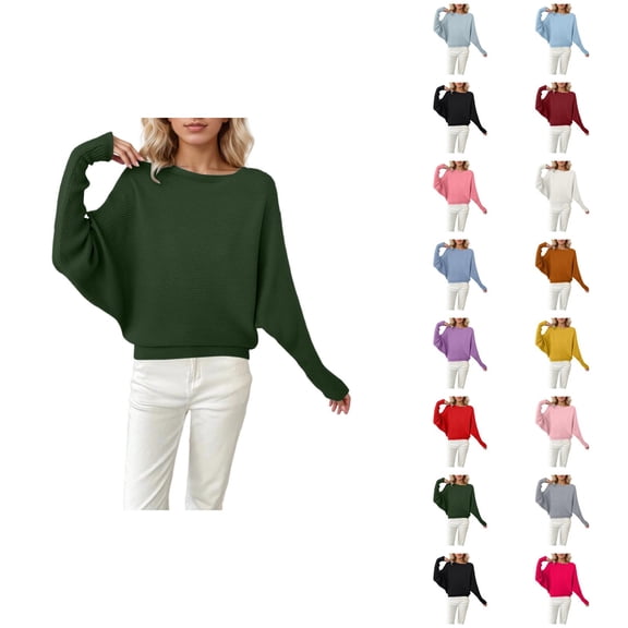 Womens Oversized Sweaters 2026 Fall Winter Casual Batwing Sleeve Crewneck Knitted Pullover Sweater