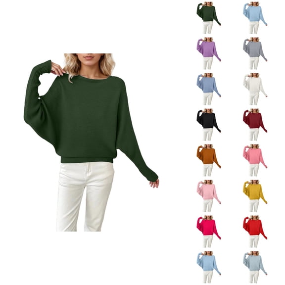 Womens Oversized Sweaters 2026 Fall Winter Casual Crewneck Batwing Sleeve Knit Pullover Sweater