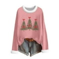 thumbnail image 1 of Womens Oversized Sweaters Christmas Sweatshirts with Faux Furry Trim Crew Neck Long Sleeve Pullover Holiday Tops (XL, Pink), 1 of 6