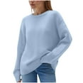 thumbnail image 1 of Womens Oversized Sweaters Ribbed Knit Details Soft Knit Pullover Long Sleeve Tops Casual Fall Crewneck Sweatshirts (4XL, Light Blue), 1 of 6