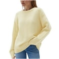 thumbnail image 1 of Womens Oversized Sweaters Ribbed Knit Details Soft Knit Pullover Long Sleeve Tops Casual Fall Crewneck Sweatshirts (XL, Yellow), 1 of 7