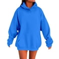 thumbnail image 1 of Womens Oversized Sweatshirt Casual Long Sleeve Crew Neck Pullover Tops With Kangaroo Pockets Outfits Clothes Fall Fashion for Women 2025 Trendy (Blue,Small), 1 of 5