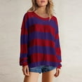 thumbnail image 1 of Womens Oversized Sweatshirt Crew Neck Long Sleeve Striped Hoodies Loose Pullover Tops (Red M), 1 of 2