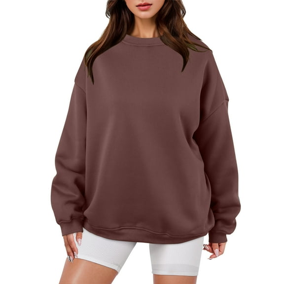 Womens Oversized Sweatshirt Crewneck Loose Fit Long Sleeve Pullover Fall Casual Clothes Hoodie Top Light Sweatshirts Women 2 Peaces Set Women Active Wear Coats Women College Hoodies plus Size