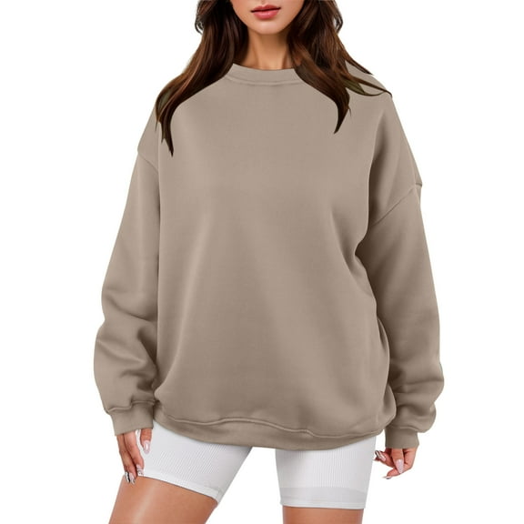 Womens Oversized Sweatshirt Crewneck Loose Fit Long Sleeve Pullover Fall Casual Clothes Hoodie Top Light Sweatshirts Women 2 Peaces Set Women Active Wear Coats Women College Hoodies plus Size
