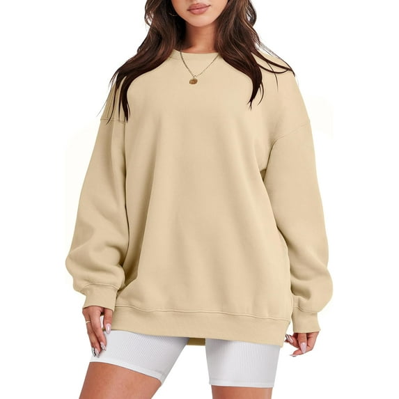 Womens Oversized Sweatshirt Crewneck Loose fit Long Sleeve Fleece Pullover 2023 Fall Casual Clothes Hoodie Top