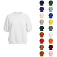 thumbnail image 1 of Womens Oversized Sweatshirt Crewneck Puff Sleeve Top Loose Fit Short Sleeve Pullovers, 1 of 5