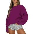 thumbnail image 1 of Womens Oversized Sweatshirt Crewneck Pullover Casual Long Sleeve Tops Basic Fall Fashion Outfits 2025 Purple M, 1 of 5