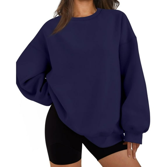 Womens Oversized Sweatshirt Crewneck Pullover Fleece Sweaters Long Sleeve Winter Fall Outfits Fashion Y2k Clothes