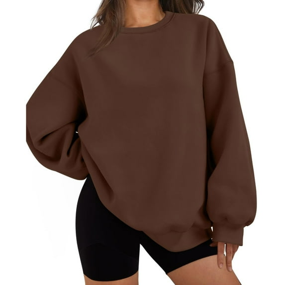 Womens Oversized Sweatshirt Crewneck Pullover Fleece Sweaters Long Sleeve Winter Fall Outfits Fashion Y2k Clothes