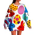 thumbnail image 1 of Womens Oversized Sweatshirt Easter Cute Fun Print Long Sleeve Comfort Casual Pullover Plus Size Sweatshirts for Women Colorful L, 1 of 5