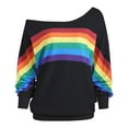 thumbnail image 1 of Womens Oversized Sweatshirt Long Sleeve Off The Shoulder Sweatshirts Pullover Casual Loose Rainbow Print Comfy Fall Outfits, 1 of 5