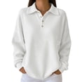 thumbnail image 1 of Womens Oversized Sweatshirt Loose Fit Waffle Henley Shirts Casual Collared 1/4 Button Down Sweater Pullover,M, 1 of 3
