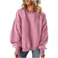 thumbnail image 1 of Womens Oversized Sweatshirt Plus Size Winter Pullover Long Sleeve Loose Top Round Neck Batwing Sweaters for Women (Pink S), 1 of 6