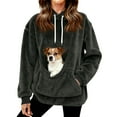 thumbnail image 1 of Womens Oversized Sweatshirt Sherpa Pet Carrier Hoodie with Dog Pouch Cute Kangaroo Pocket Sweatshirt Fleece Pullover Black S, 1 of 5