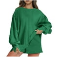 thumbnail image 1 of Womens Oversized Sweatshirt Shorts Sets 2 Piece Outfit Lounge Sweat Shorts Set with Pockets Split Cuffs Sweatsuits (S, Green), 1 of 7