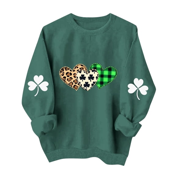 Womens Oversized Sweatshirt Stpatricksday Irish Print Long Sleeve Casual Pullover Plus Size Sweatshirts for Women Coffee 3Xl
