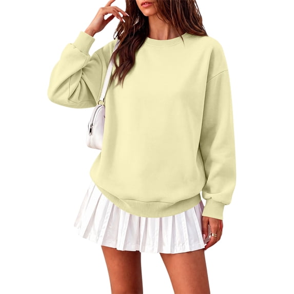 Womens Oversized Sweatshirts Basic Solid Pullover Tops Fall Winter Long Sleeve Crewneck Clothes
