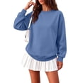 thumbnail image 1 of Womens Oversized Sweatshirts Basic Solid Pullover Tops Fall Winter Long Sleeve Crewneck Clothes, 1 of 5
