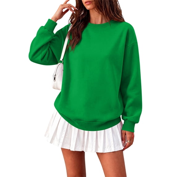 Womens Oversized Sweatshirts Basic Solid Pullover Tops Fall Winter Long Sleeve Crewneck Clothes