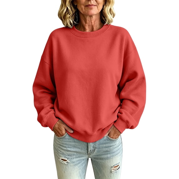Womens Oversized Sweatshirts Basic Solid Tops Fall Winter Clothes Crewneck Outfits Pullover, 250