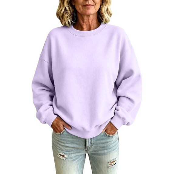 Womens Oversized Sweatshirts Basic Solid Tops Fall Winter Clothes Crewneck Outfits Pullover, 270