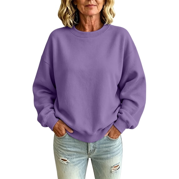Womens Oversized Sweatshirts Basic Solid Tops Fall Winter Clothes Crewneck Outfits Pullover, 280