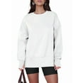 thumbnail image 1 of Womens Oversized Sweatshirts Crew Neck Long Sleeve Shirts Casual Loose Slit Fall Outfits White L, 1 of 7