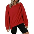 thumbnail image 1 of Womens Oversized Sweatshirts Crewneck High Low Shirts Long Sleeve Pullover Tops Juniors Y2k Clothes, 1 of 8