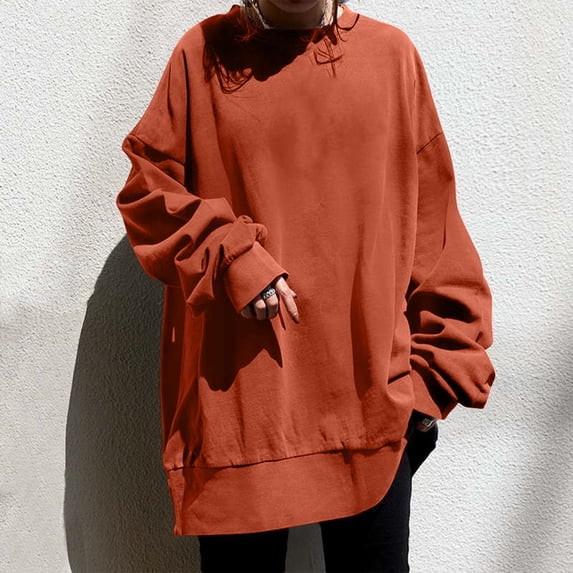 Womens Oversized Sweatshirts Crewneck Long Sleeve Casual Tops Loose Pullover Shirt