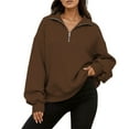 thumbnail image 1 of Womens Oversized Sweatshirts Fall Fashion Quarter Zip Long Sleeve Pullover Casual Solid Y2K Loose Tops, 1 of 5