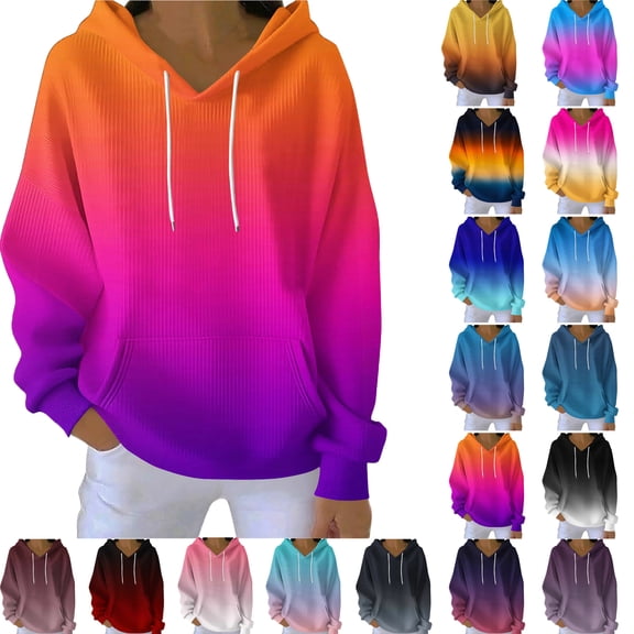 Womens Oversized Sweatshirts Fall Sweaters Fashion Hoodies Women's Printing Blouses Long Sleeve Pockets Casual Fashion Hooded Sweatshirt Holiday Gift Finder Watermelon Red XXL