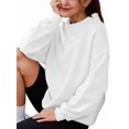 thumbnail image 1 of Womens Oversized Sweatshirts Highneck Pullover Long Sleeve Hoodies Tops Fall Fashion Outfits Clothes White L, 1 of 8