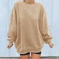 thumbnail image 1 of Womens Oversized Sweatshirts Hoodies Crew Neck Solid Color Pullover Sweaters Casual Comfy Fall Fashion Outfits Clothes Khaki XXL, 1 of 4