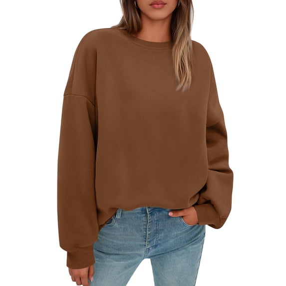 Womens Oversized Sweatshirts Hoodies Fleece Crewneck Sweaters Casual Tops Comfy Fall Fashion Outfits Winter Clothes