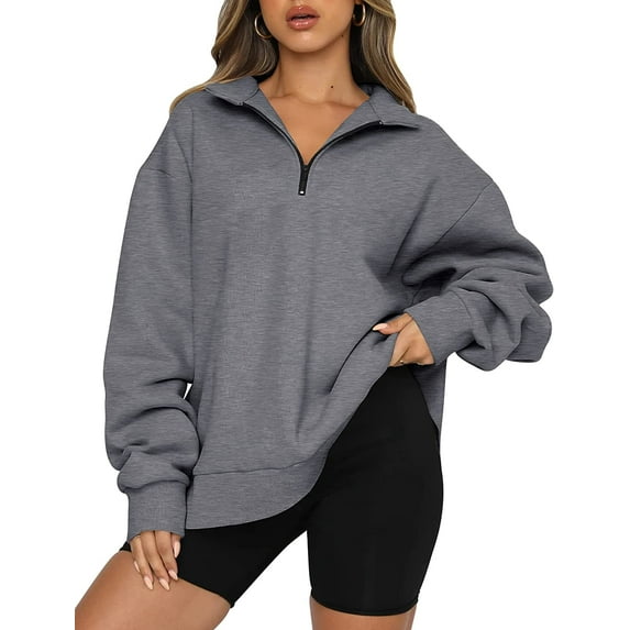 Womens Oversized Sweatshirts Hoodies Half Zip Pullover Fall Outfits 2023 Clothes, Womens Sweatshirts Half Zip Cropped Pullover Fleece Quarter Zipper Hoodies Fall outfits Clothes
