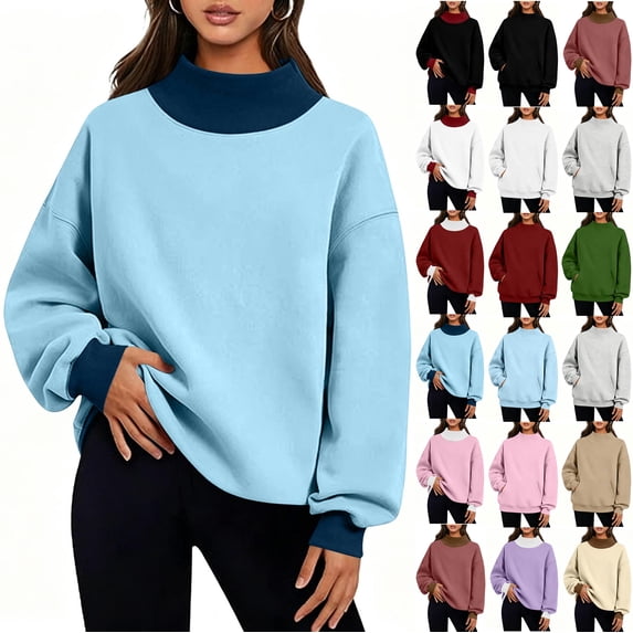 Womens Oversized Sweatshirts Mock Neck Pullover Long Sleeve Tops Fall Fashion Outfits 2026 Clothes