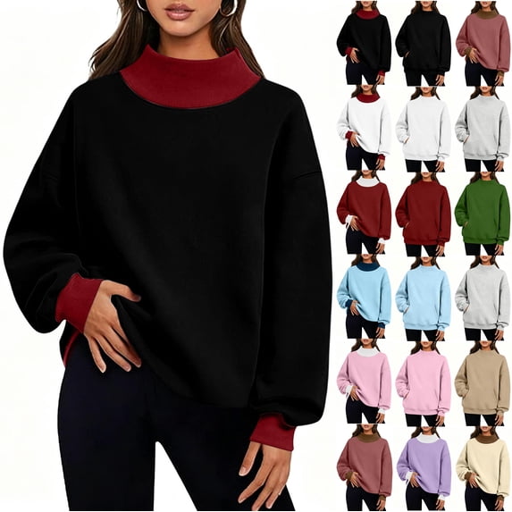 Womens Oversized Sweatshirts Mock Neck Pullover Long Sleeve Tops Fall Fashion Outfits 2026 Clothes
