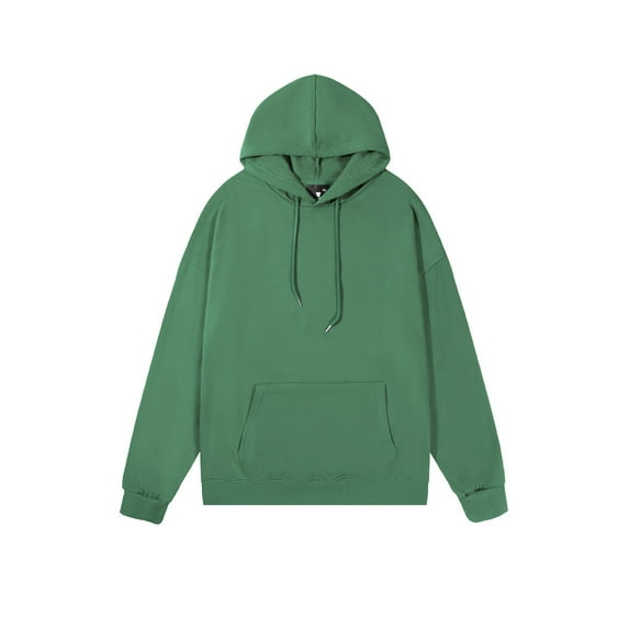 Womens Oversized Sweatshirts Ndbuld Men Casual Solid Color Pullover Pocket Long Sleeve Hooded Blouse Green XL
