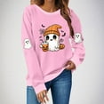 thumbnail image 1 of Womens Oversized Sweatshirts Ndbuld Women's Fashion Long Sleeve Round Neck T-Shirt Printing Loose Blouse Hoodless Sweatshirts Pink 2XL, 1 of 4
