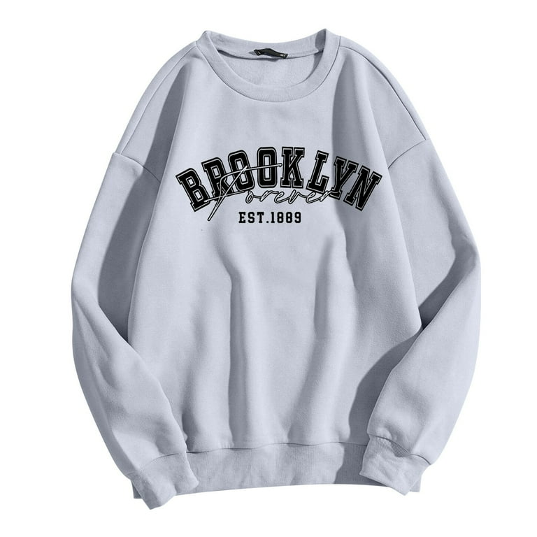 Womens Oversized Sweatshirts Pullover Drop Shoulder Crewneck Vintage Pullover Sweater Oversized Sweatshirt for Women Long Sleeve Preppy Sweatshirts Dressy Casual Fall Fashion Outfits Walmart