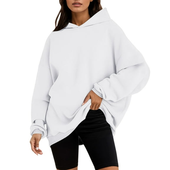 Womens Oversized Sweatshirts Pullover Hoodies Solid Warm Sweaters Fall Winter Y2k Outfits Workout Clothes