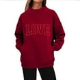thumbnail image 1 of Womens Oversized Sweatshirts Side Split Mock Neck Pullover Love Heart Printed Loose Valentines Tops with Pocket (S, Wine #A), 1 of 5