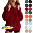thumbnail image 1 of Womens Oversized Sweatshirts with Snap Button Mock Neck Sweatshirt for Women Oversized Long Sleeve Collared Top with Pocket Casual Lounge Wear for Fall Winter Daily, 1 of 6